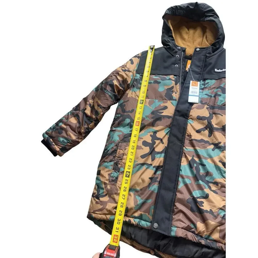 Timberland Boys Kids Puffer Coat Full Zip Hooded Jacket Sz XL 18-20 Camouflage